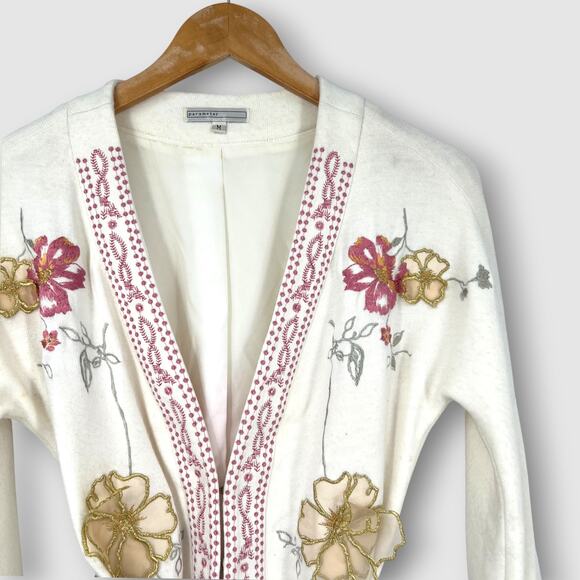 Vintage Y2k Parameter Embroidered Floral Cardigan with Velvet Belt Size Medium - Picture 8 of 8